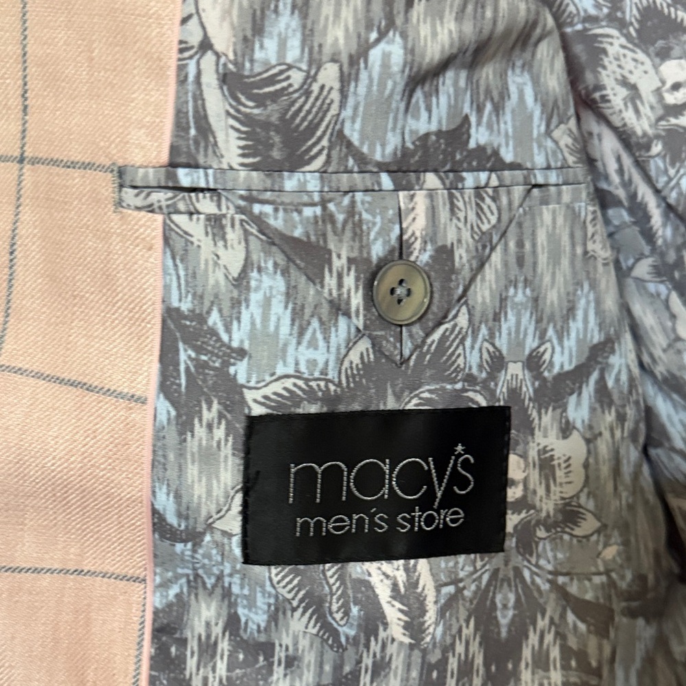 TALLIA Pink Plaid Blazer with Gray Accents Men’s Size 38R - Picture 3 of 8